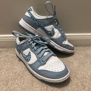 Nike Women's Dunks Low with Blue Paisley Swoosh